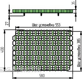 Газонная решетка зелёная 580х400х35